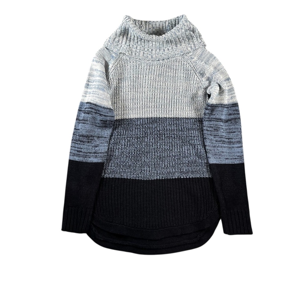 Jason Maxwell Womens Colorblock Cowl Neck Sweater Blue Knit Size XL